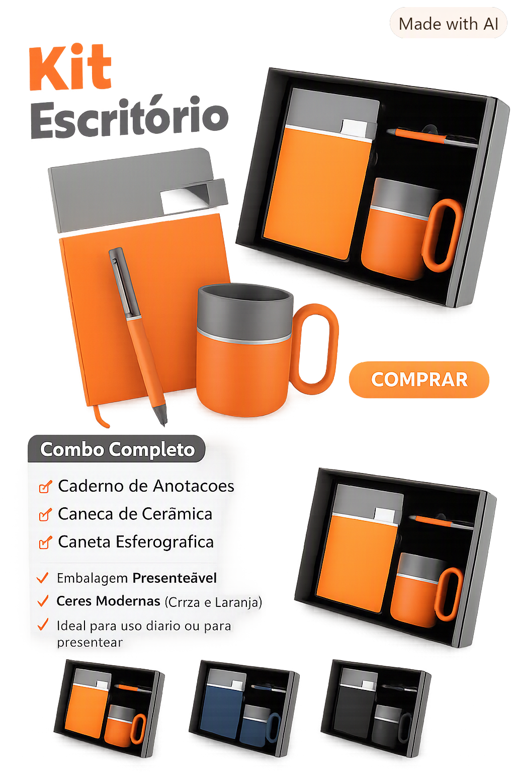 Kit Escritório – Produtividade e Estilo QAP Brindes - brindes personalizados